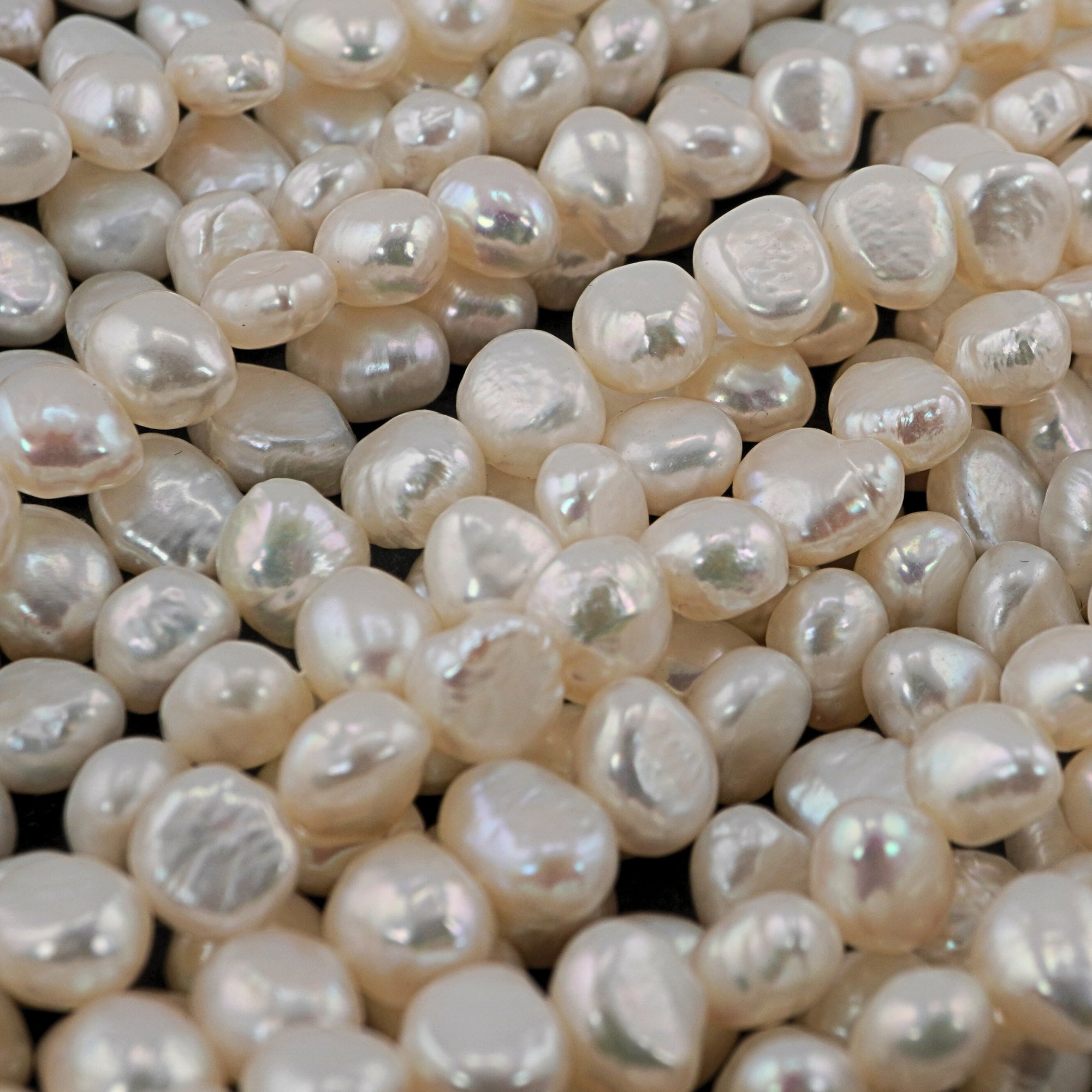 8 x 5 - 7 x 4 MM White Baroque Freshwater Pearls Beads