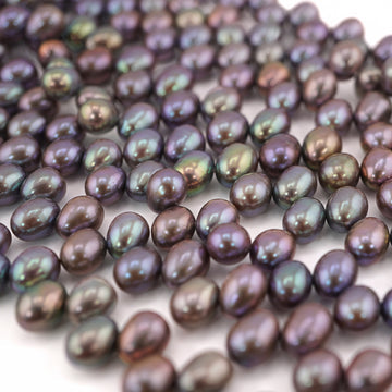 9 x 7 - 8 x 6 MM Peacock Oval Freshwater Pearls Beads