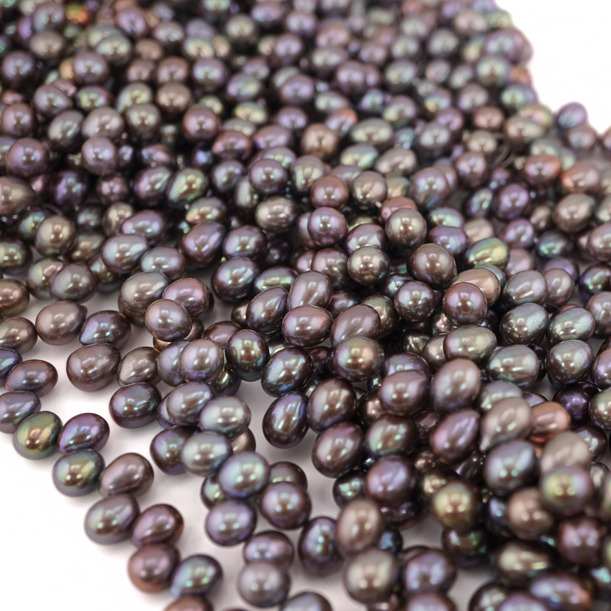 9 x 7 - 8 x 6 MM Peacock Oval Freshwater Pearls Beads