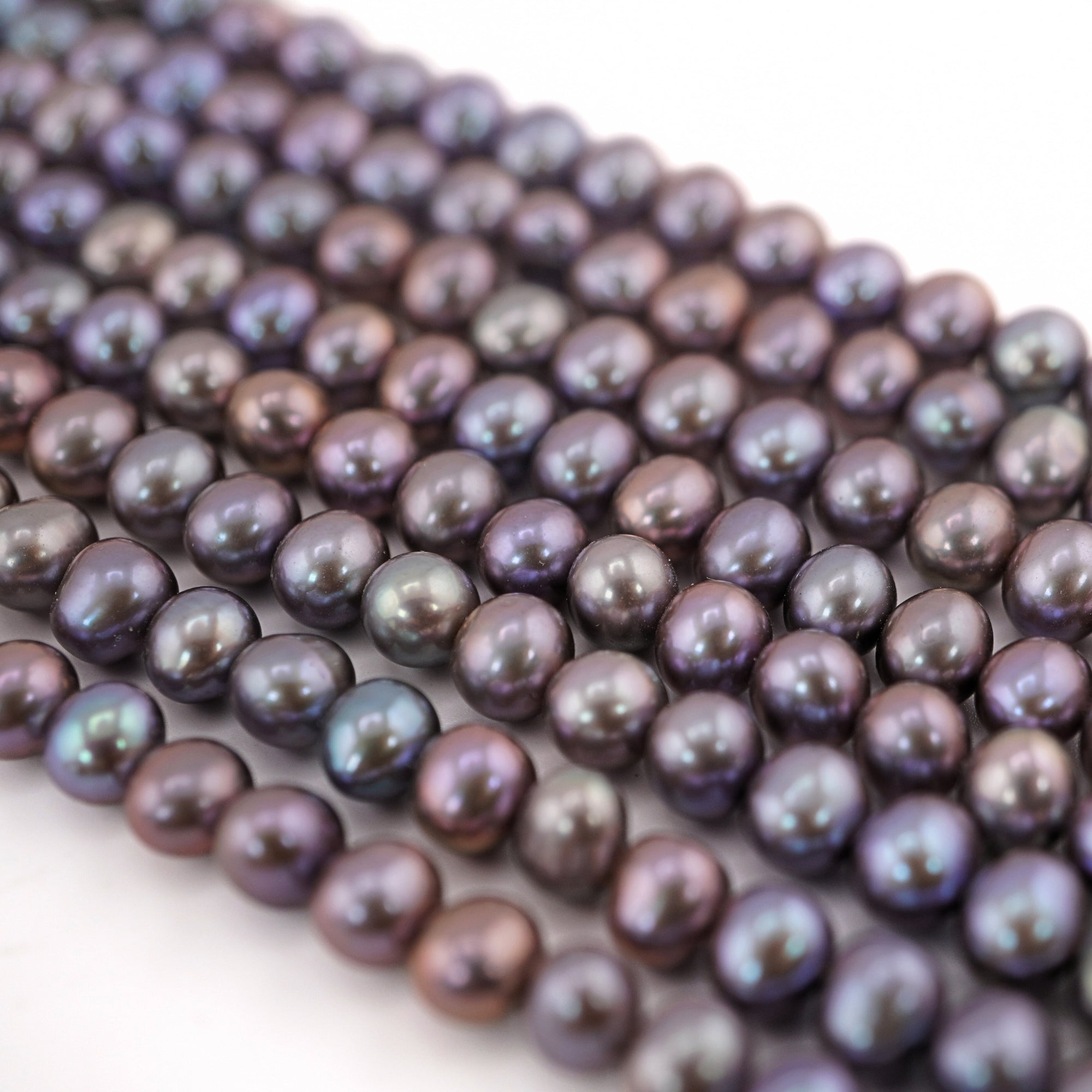 6 x 5 MM Peacock Near Round Freshwater Pearls Beads