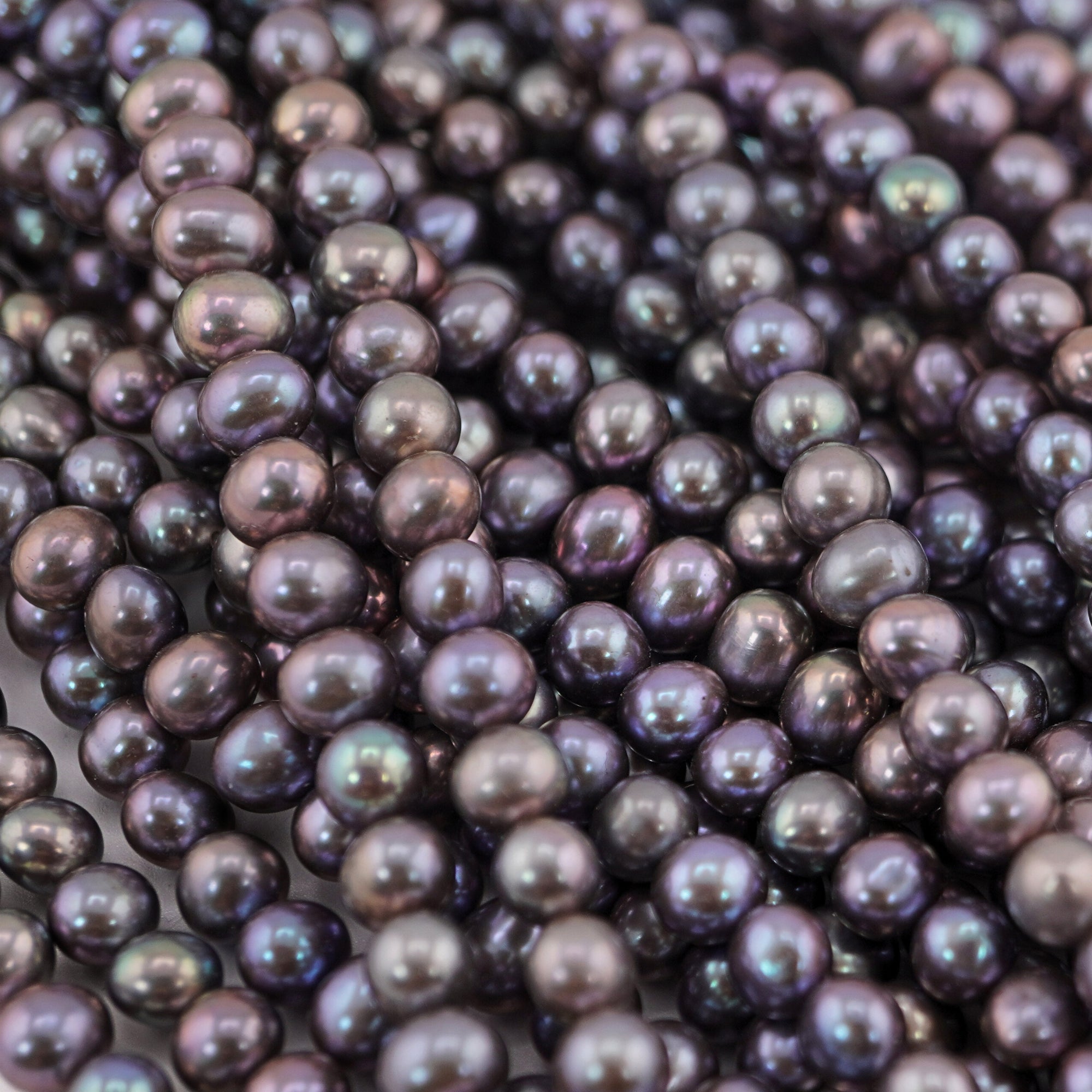 6 x 5 MM Peacock Near Round Freshwater Pearls Beads