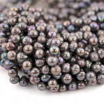 7 x 6 MM Peacock Oval Freshwater Pearls Beads