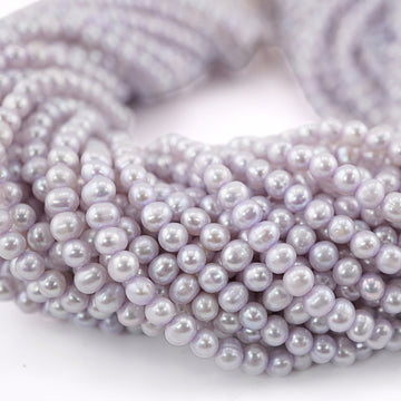 5 x 4 MM Plum Near Round Freshwater Pearls Beads