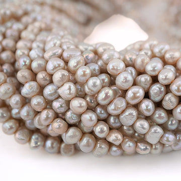 6 x 5 MM Light Gray Baroque Freshwater Pearls Beads