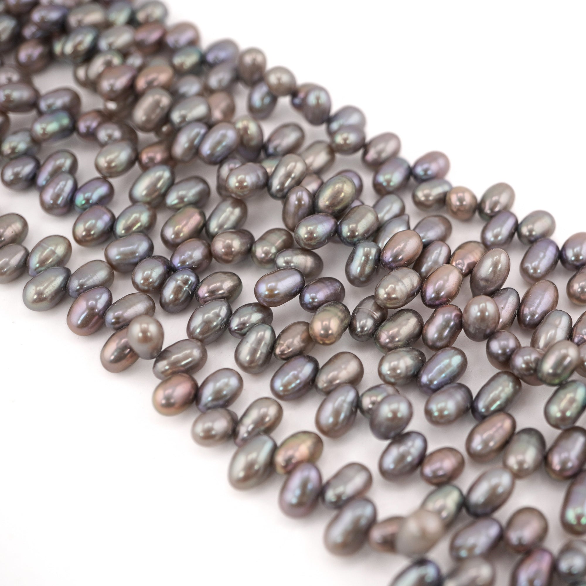 8 x 5 - 7 x 5 MM Peacock Oval Freshwater Pearls Beads