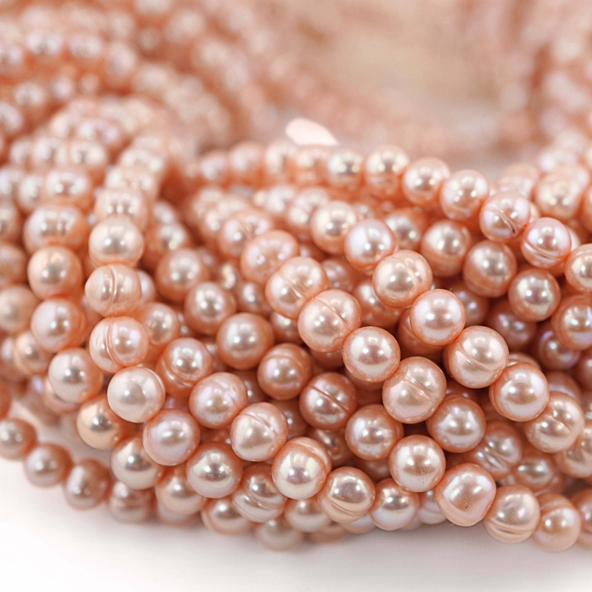 Melon Near Round Freshwater Pearls Beads