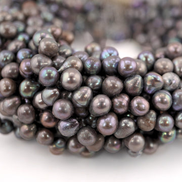 8 x 6 - 7 x 6 MM Peacock Potato Freshwater Pearls Beads