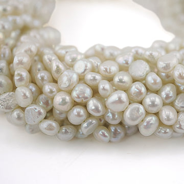 6 x 3 - 5 x 3 MM Light Gray Baroque Freshwater Pearls Beads