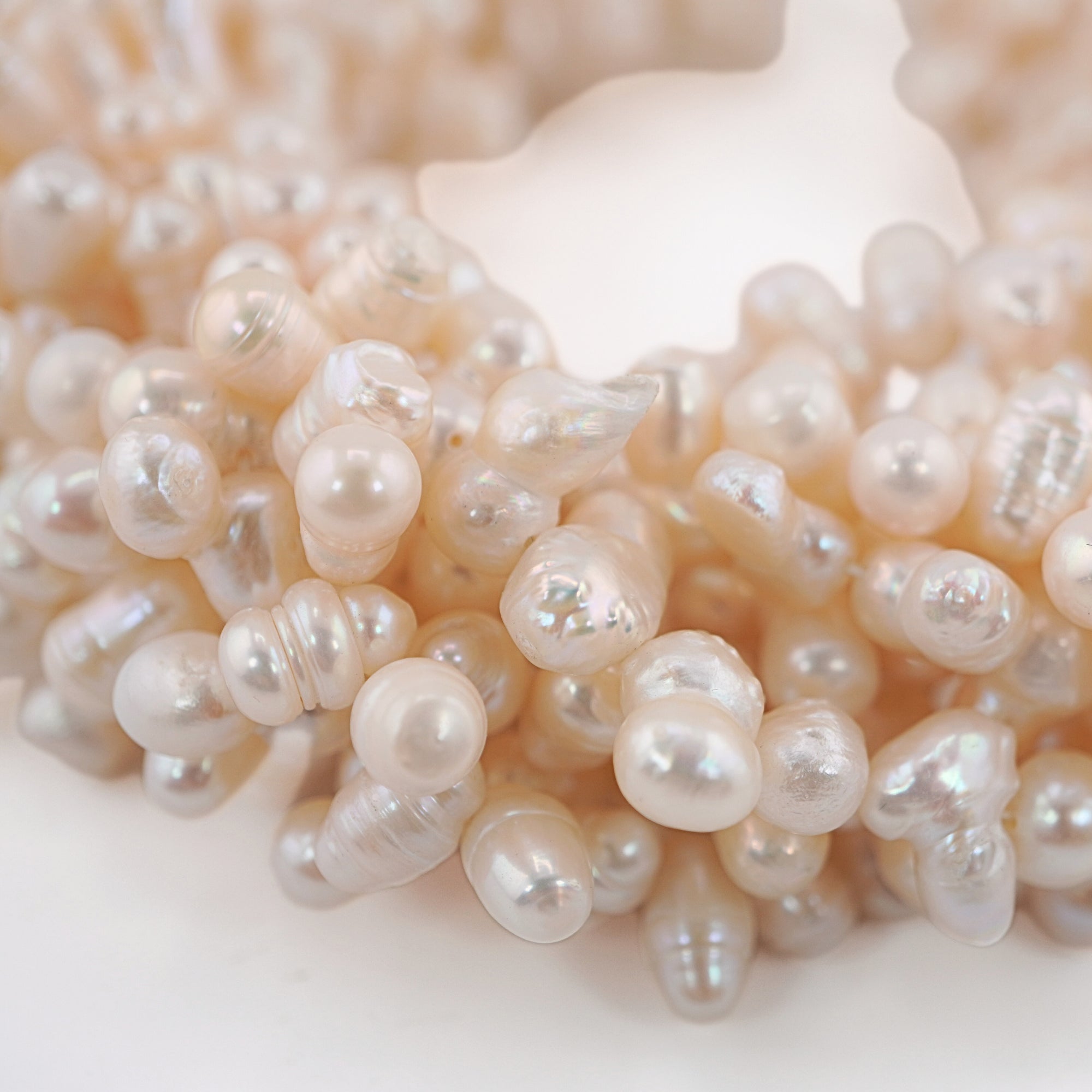 White Oval Freshwater Pearls Beads