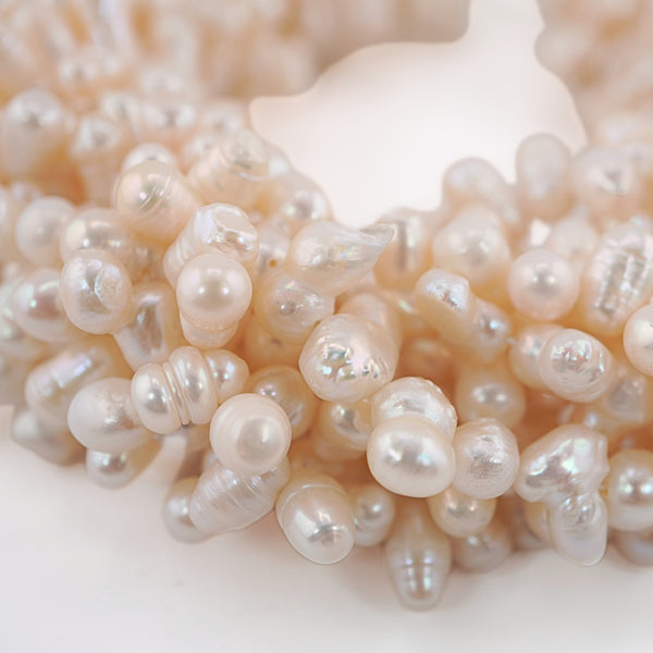 9 x 5 MM White Oval Freshwater Pearls Beads