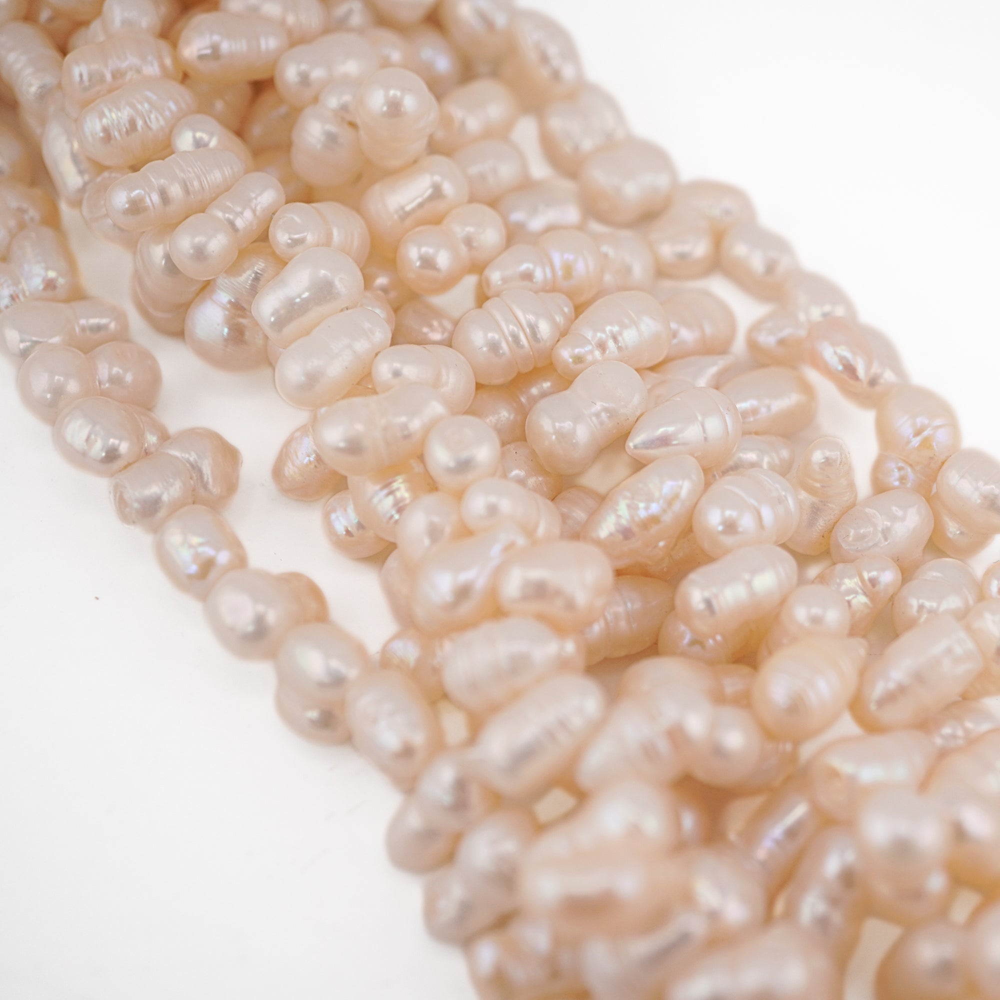 White Oval Freshwater Pearls Beads