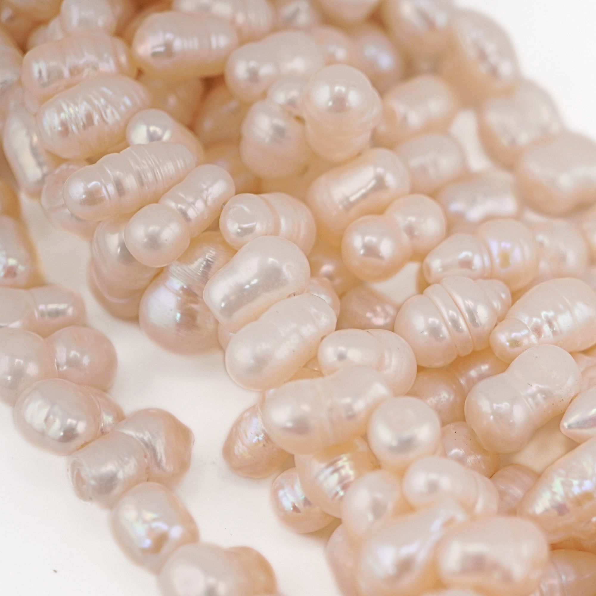 White Oval Freshwater Pearls Beads