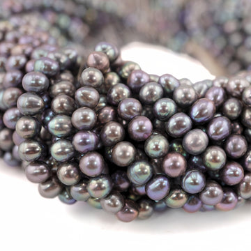 7 x 6 - 6 x 5 MM Peacock Oval Freshwater Pearls Beads