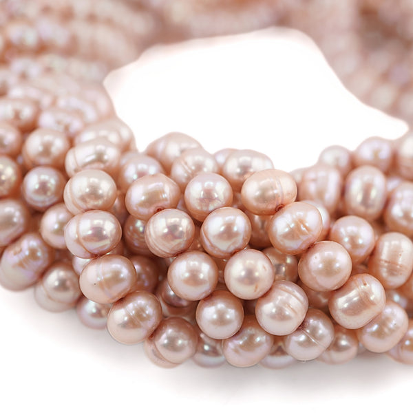 Peach Near Round Freshwater Pearls Beads