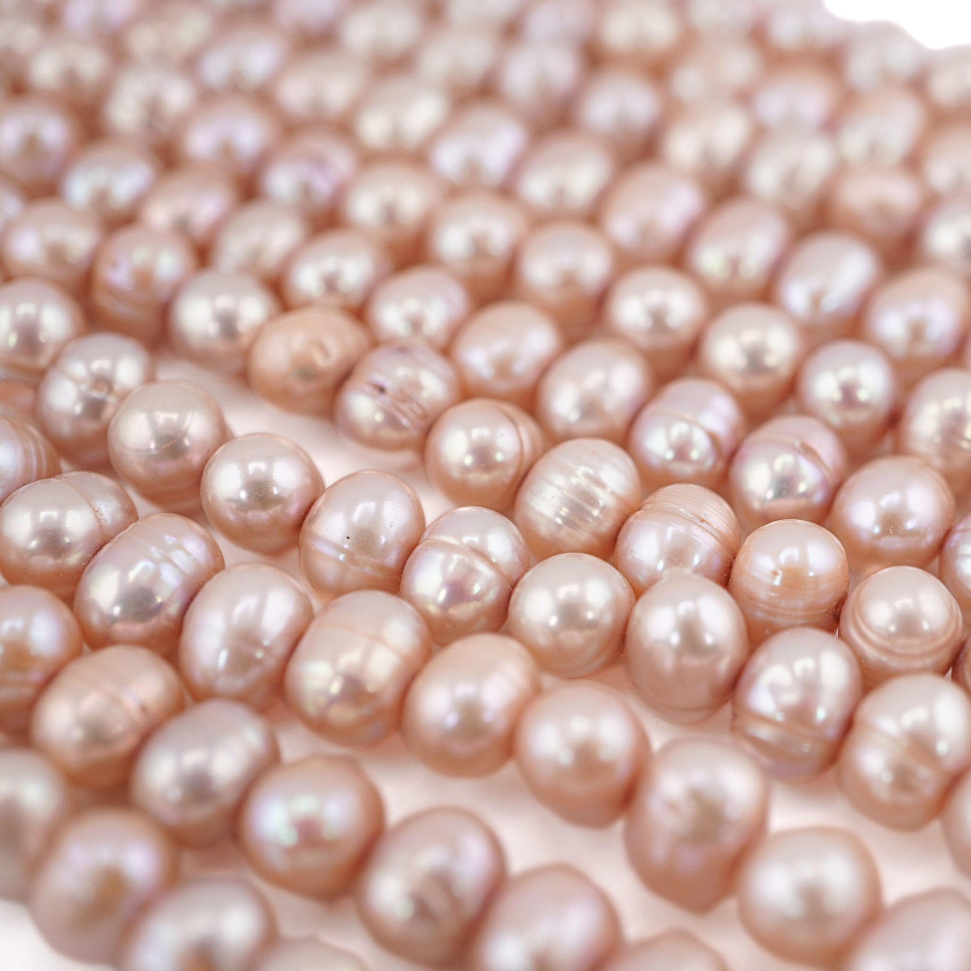 Peach Near Round Freshwater Pearls Beads