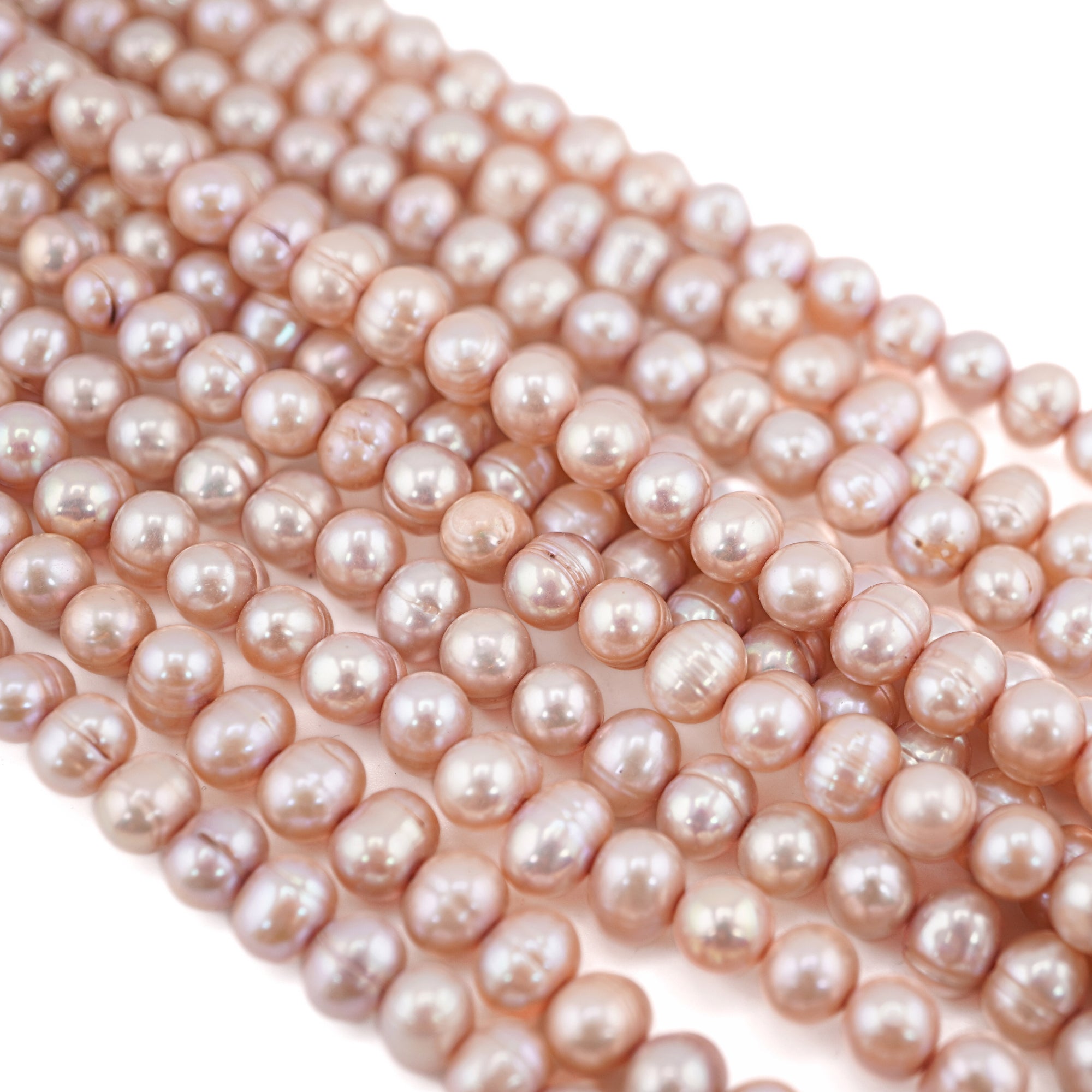 Peach Near Round Freshwater Pearls Beads