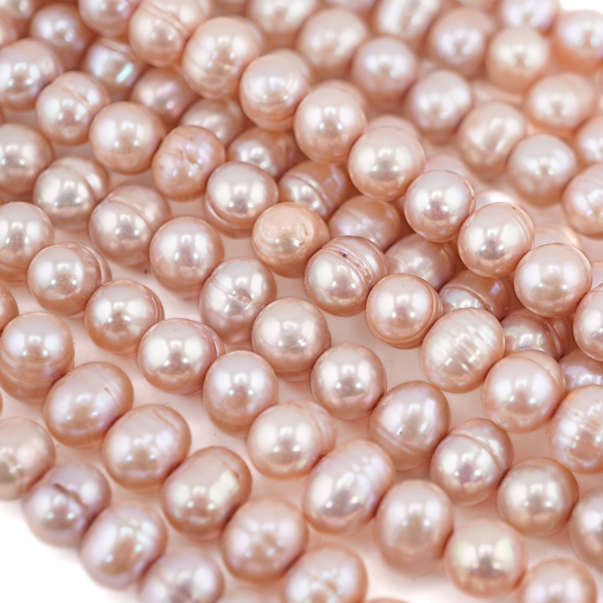 Peach Near Round Freshwater Pearls Beads