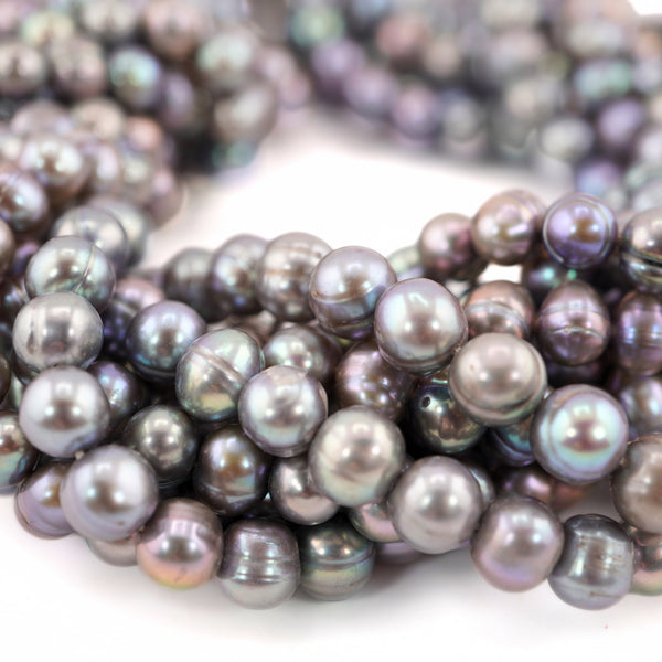 8 x 7 MM Peacock Near Round Freshwater Pearls Beads