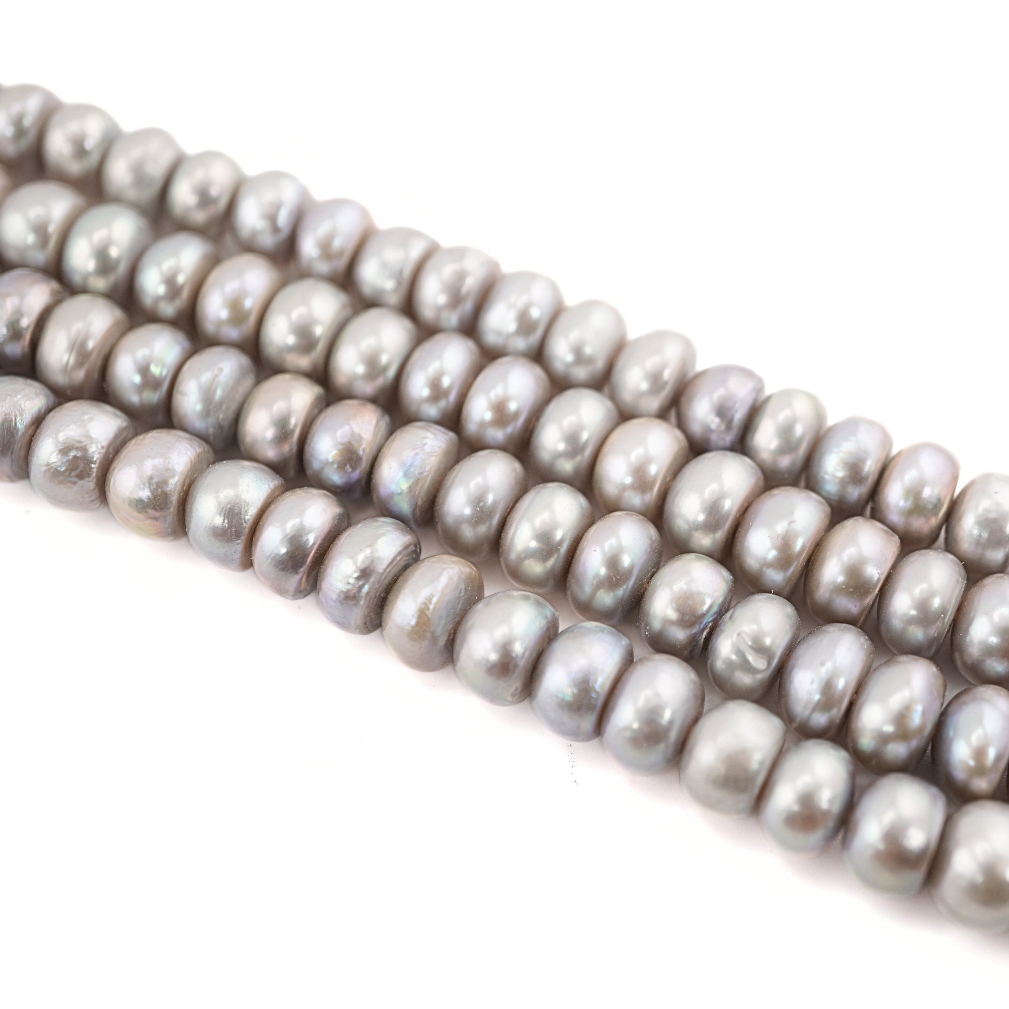 8 x 6 - 7 x 4 MM Gray Potato Freshwater Pearls Beads