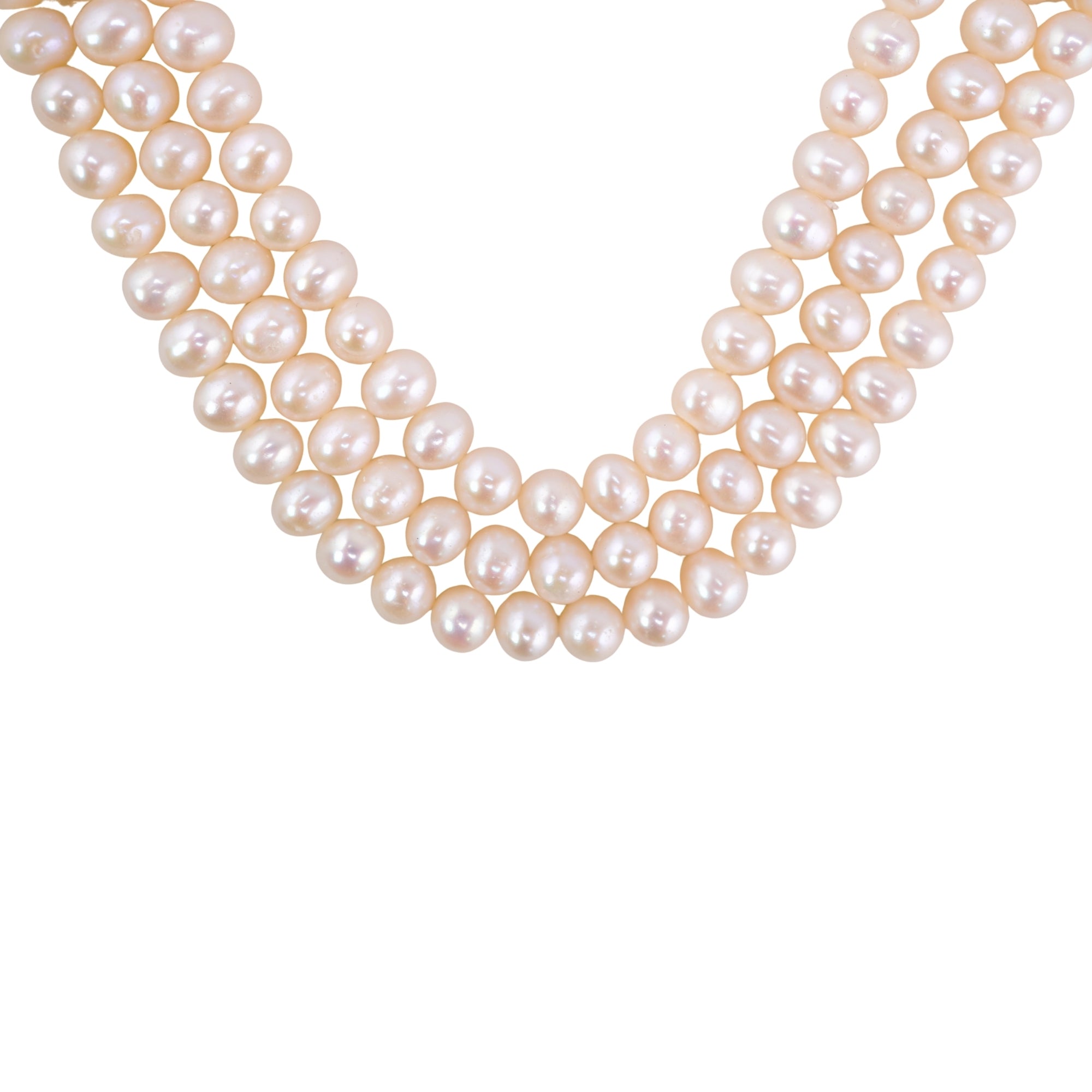 White Near Round Freshwater Pearls Beads