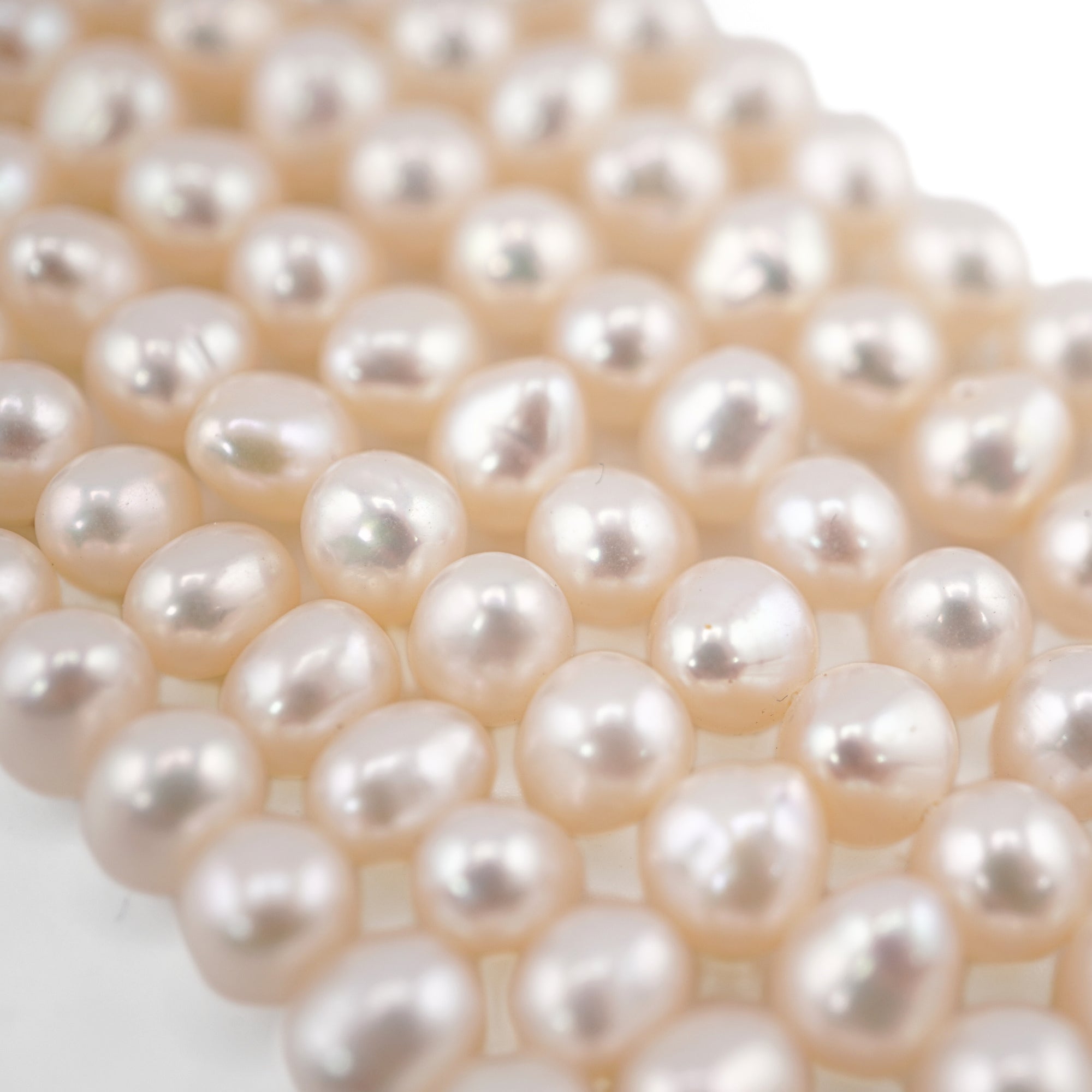 White Oval Freshwater Pearls Beads