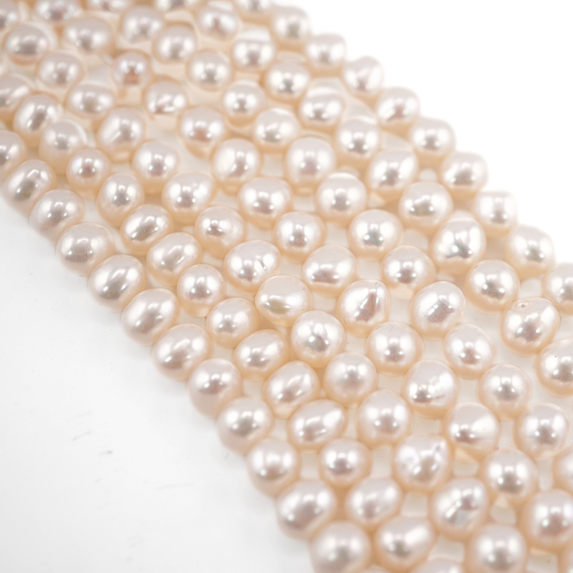 White Oval Freshwater Pearls Beads