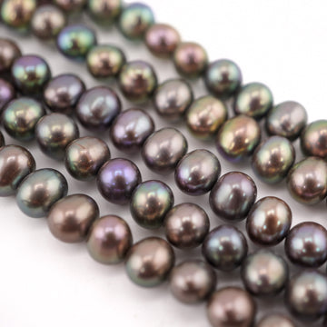 7 x 6 MM Peacock Oval Freshwater Pearls Beads