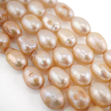 10 x 7 - 9 x 7 MM White Oval Freshwater Pearls Beads