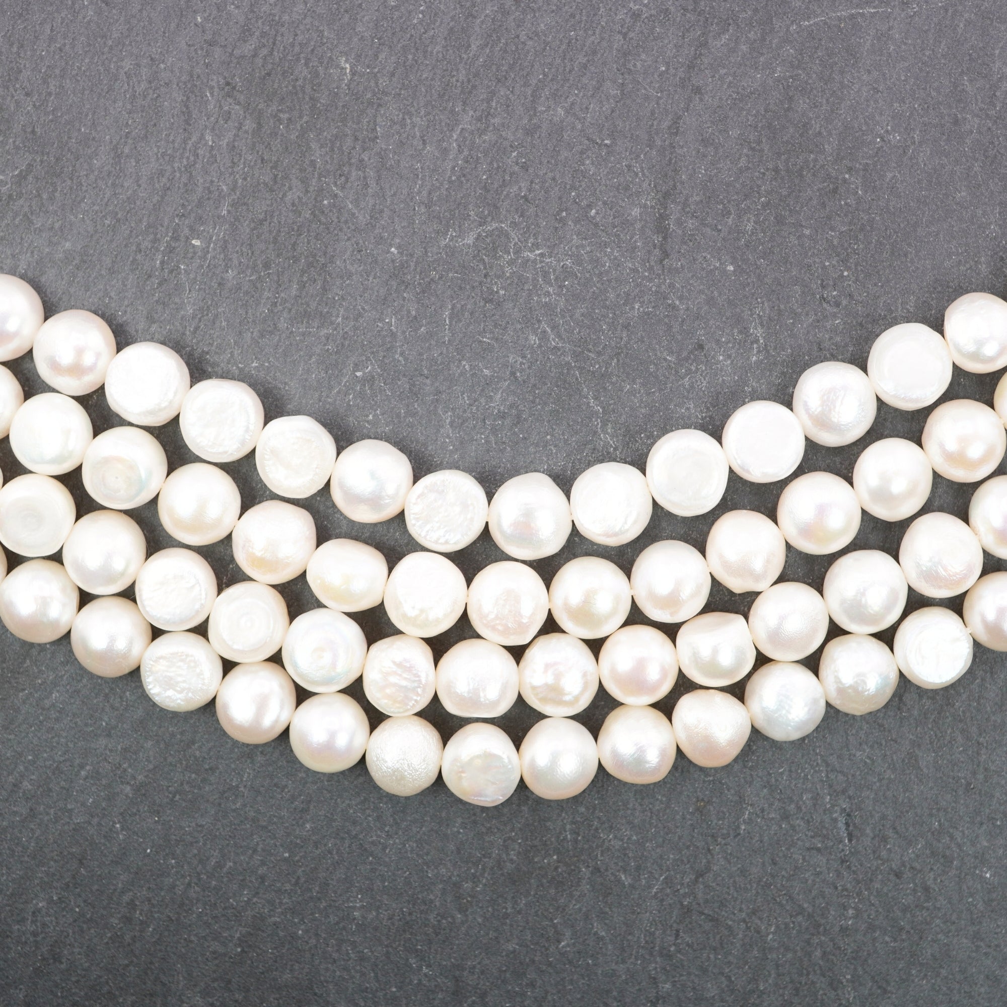 White Button Freshwater Pearls Beads
