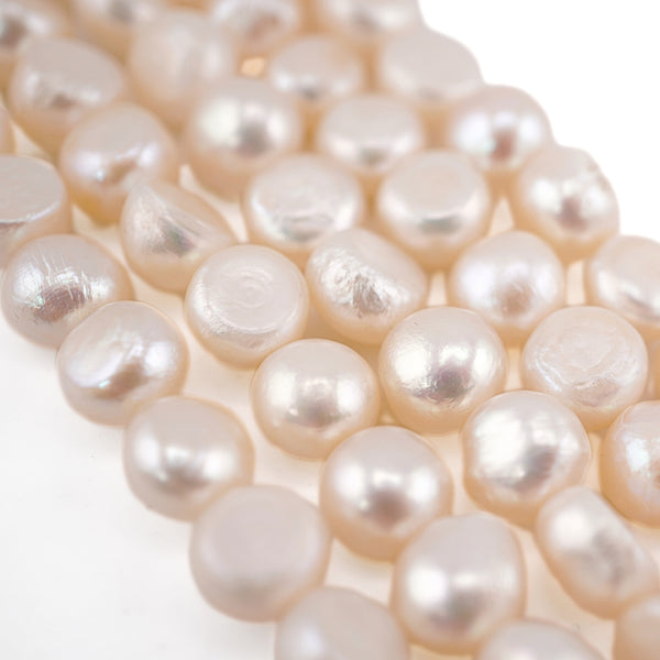 White Button Freshwater Pearls Beads