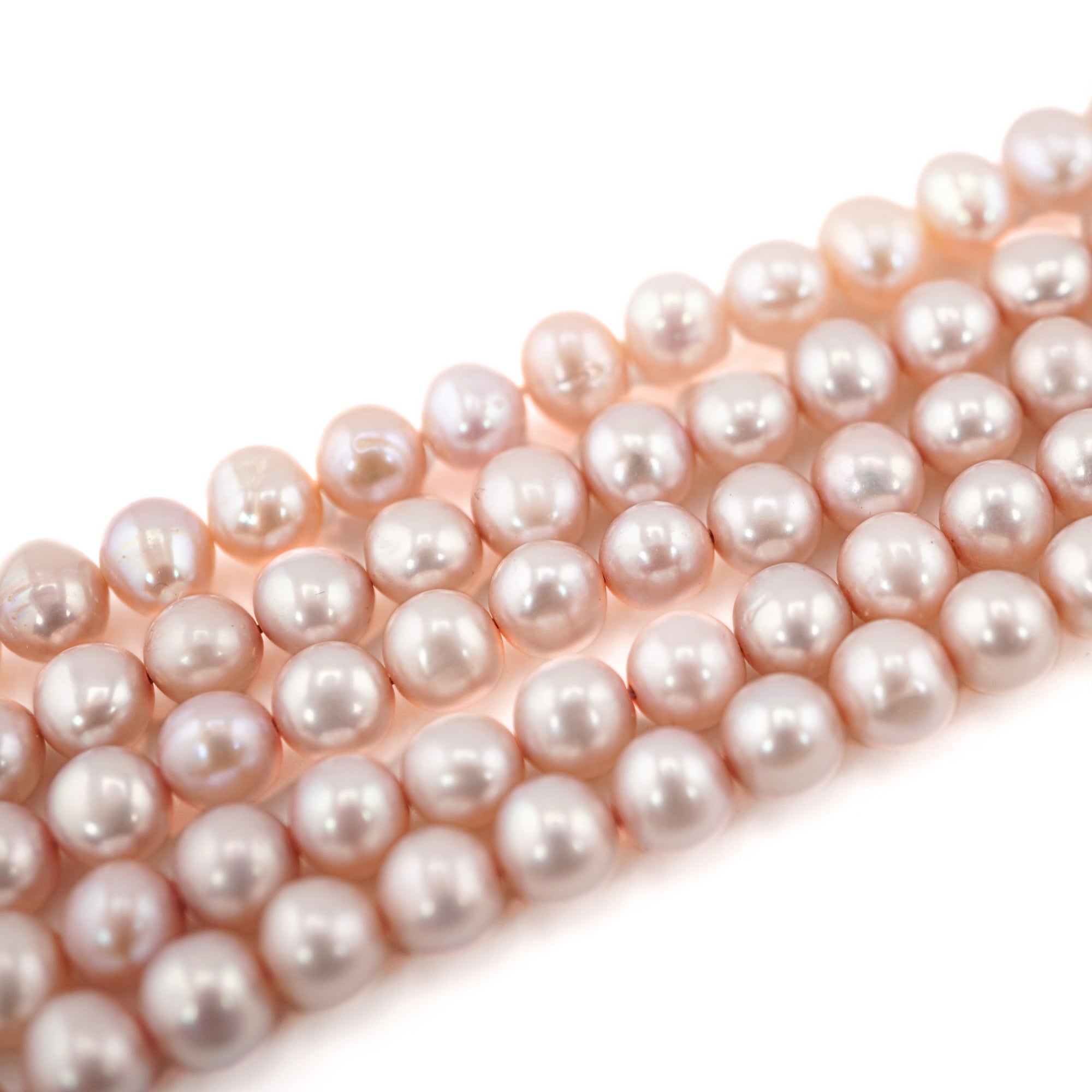 Peach Near Round Freshwater Pearls Beads