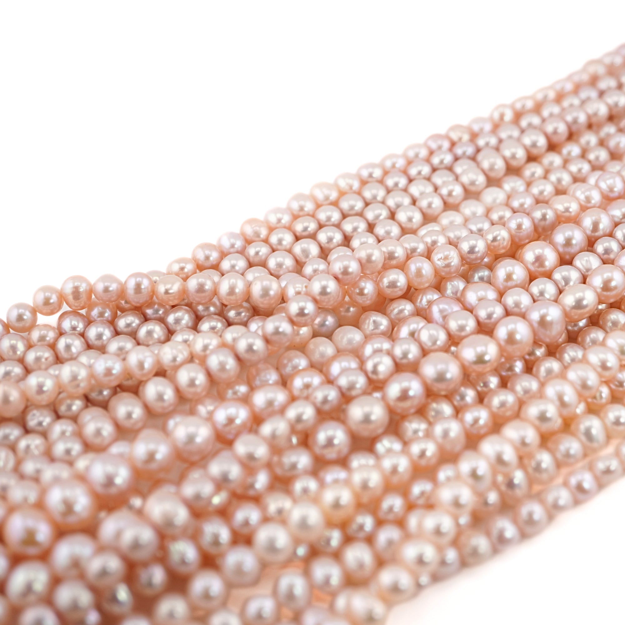 Peach Near Round Freshwater Pearls Beads