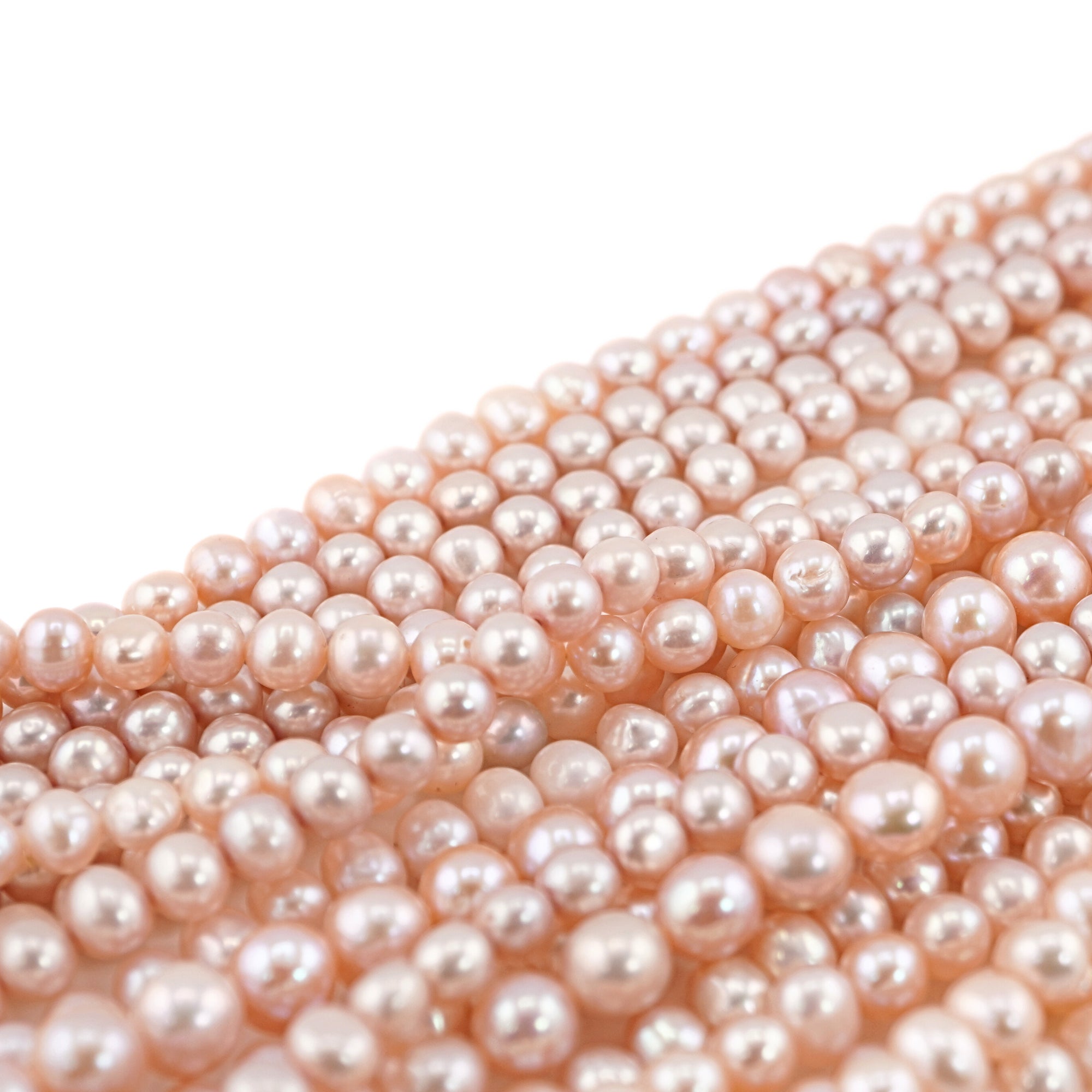 Peach Near Round Freshwater Pearls Beads