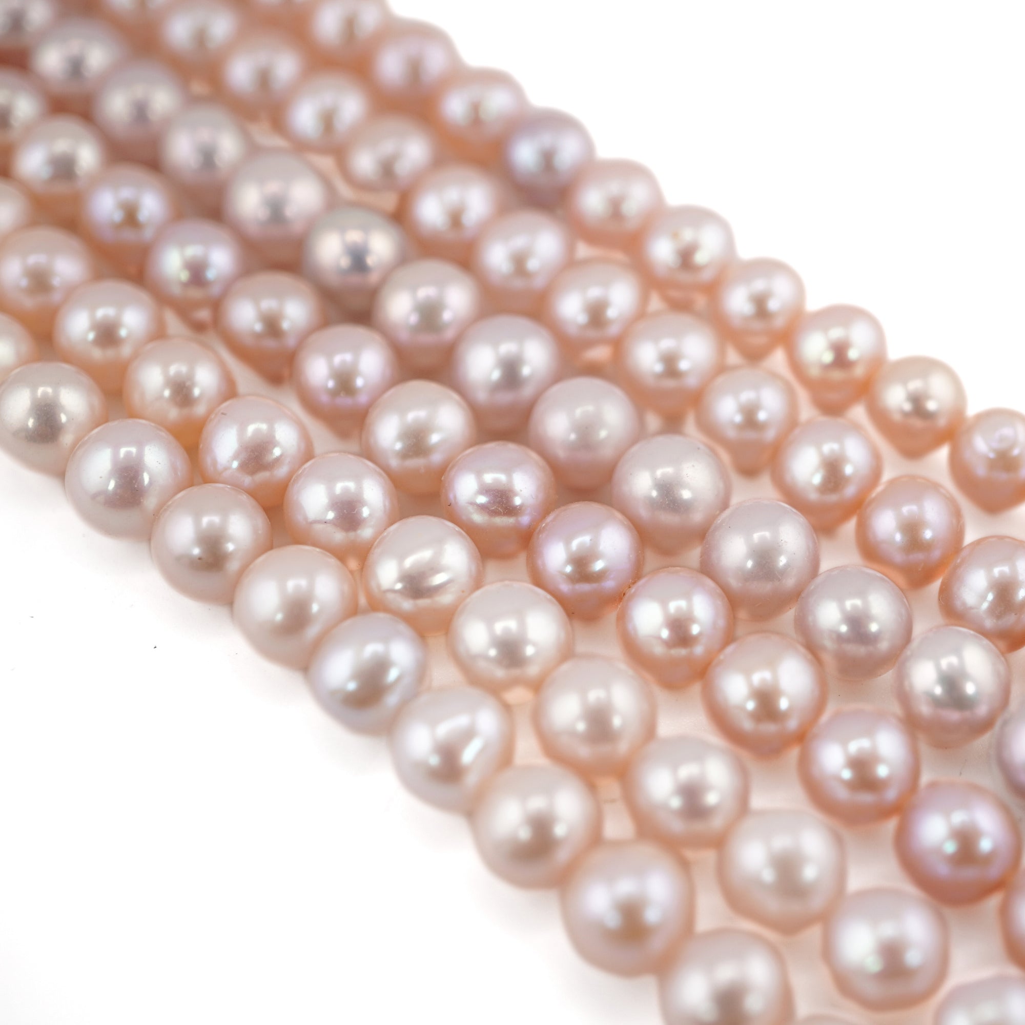 Peach Near Round Freshwater Pearls Beads