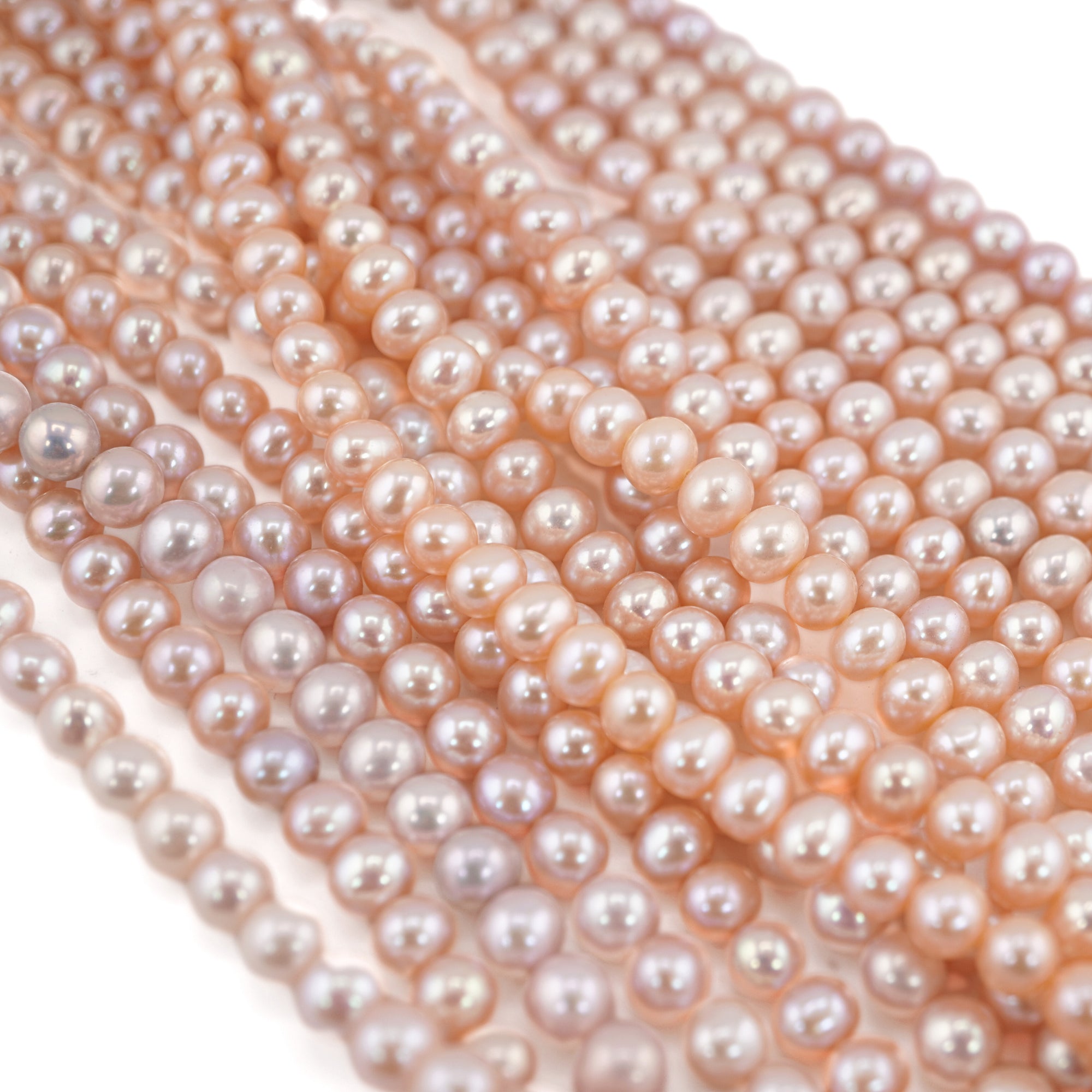 Peach Near Round Freshwater Pearls Beads