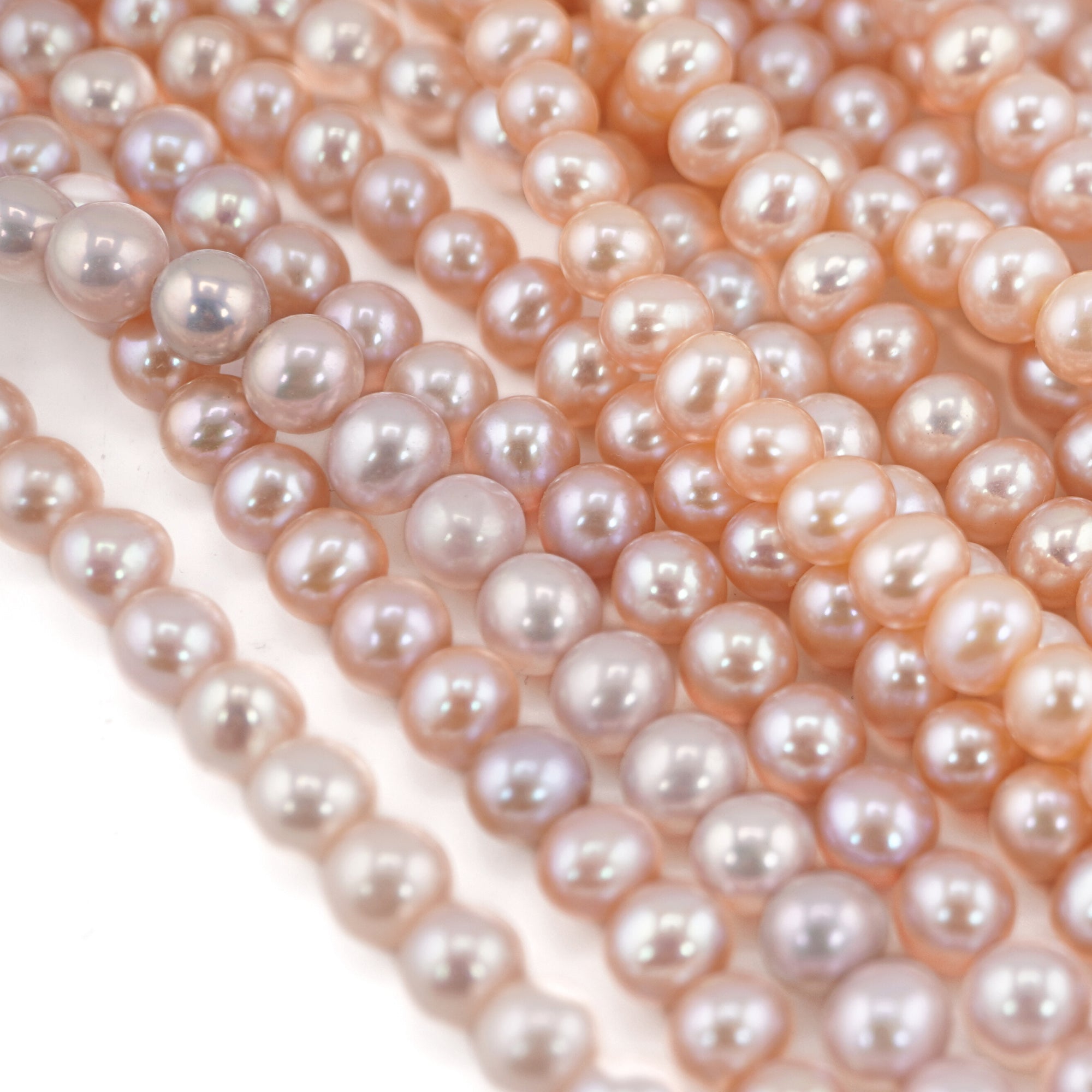 Peach Near Round Freshwater Pearls Beads