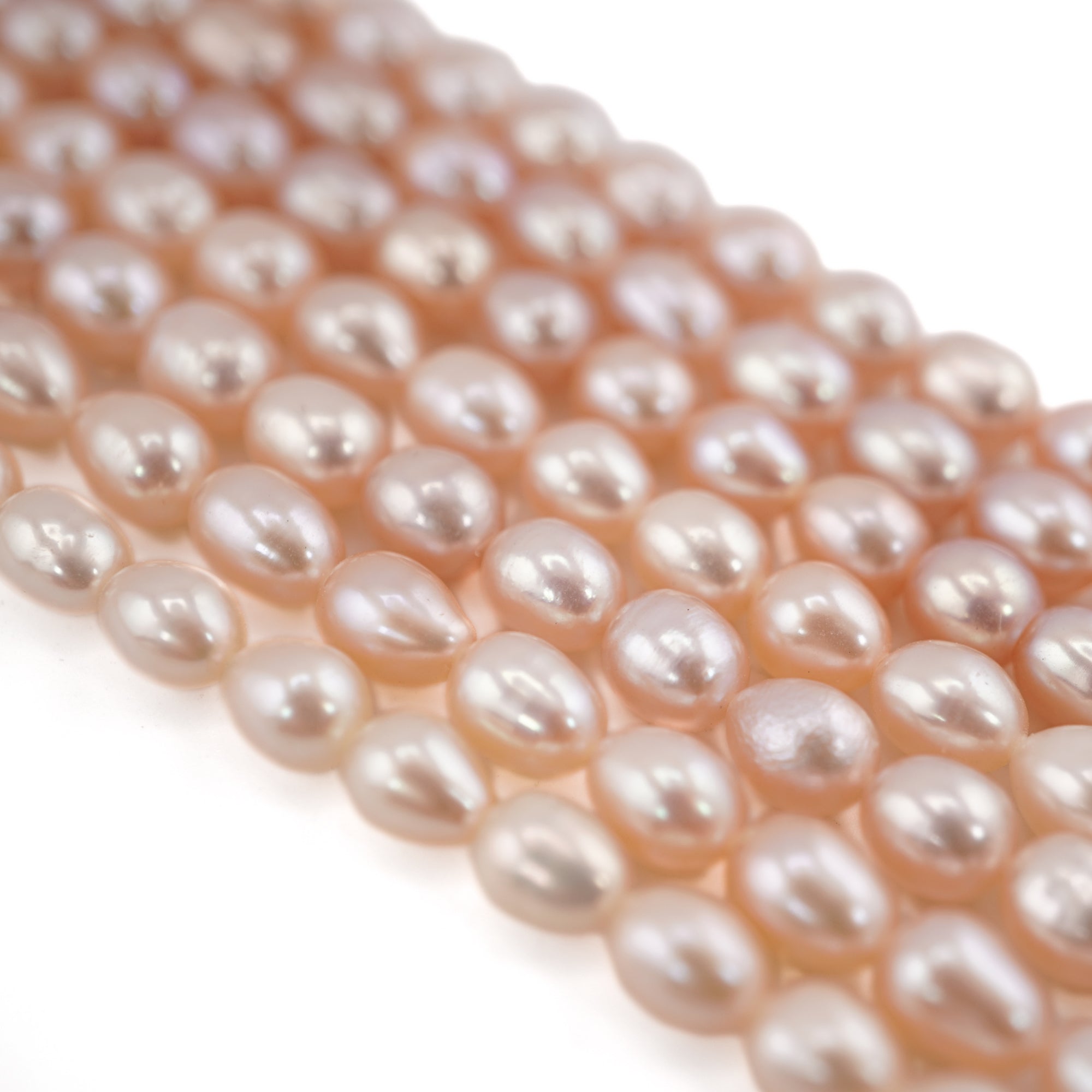 Peach Rice / Oval Freshwater Pearls Beads