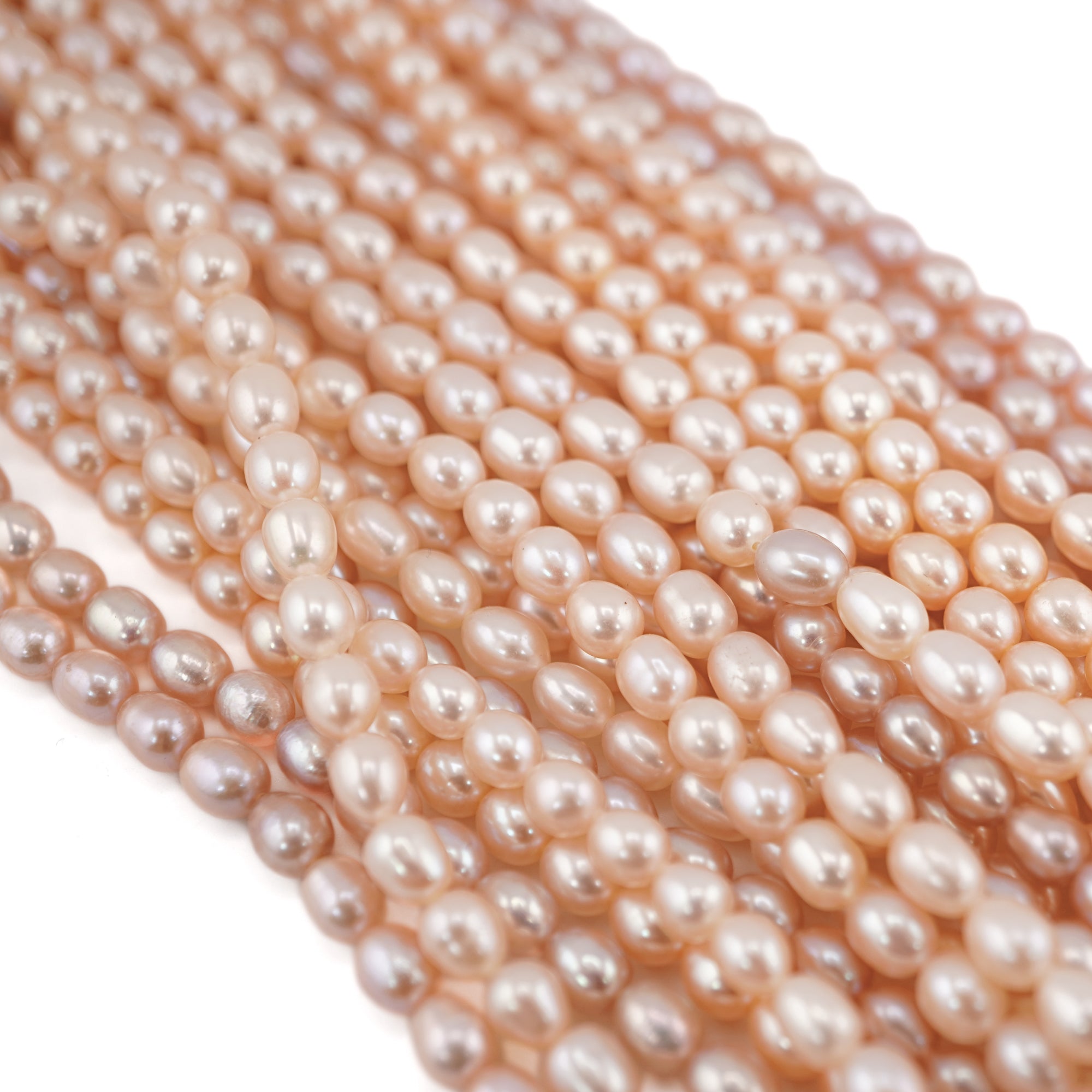 Peach Rice / Oval Freshwater Pearls Beads