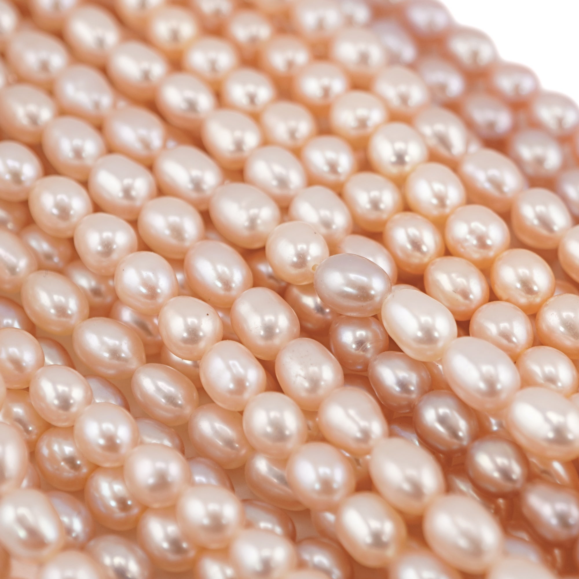 Peach Rice / Oval Freshwater Pearls Beads