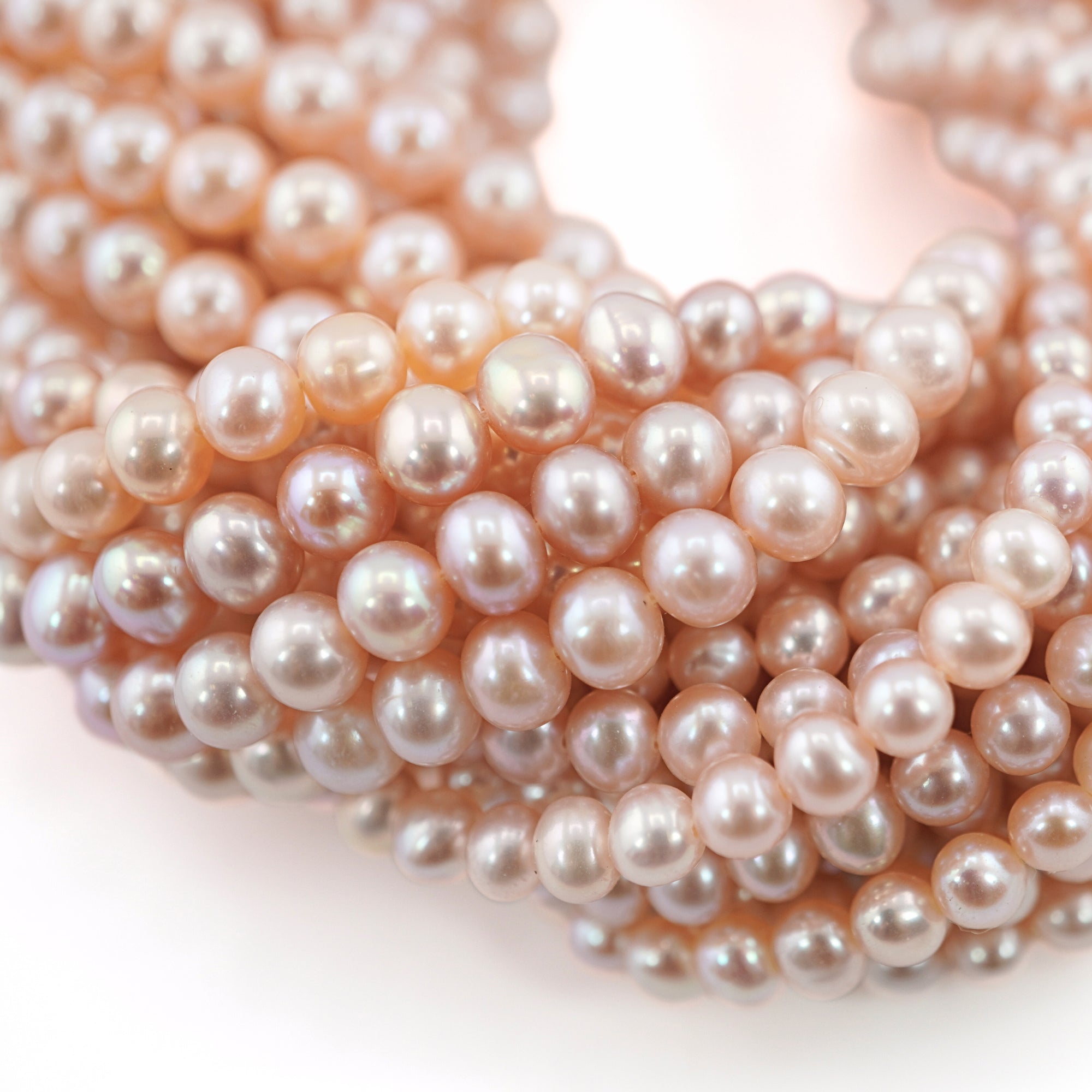 Peach Near Round Freshwater Pearls Beads