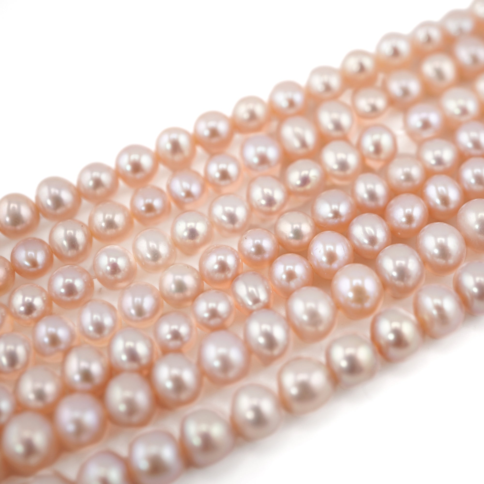 Peach Near Round Freshwater Pearls Beads