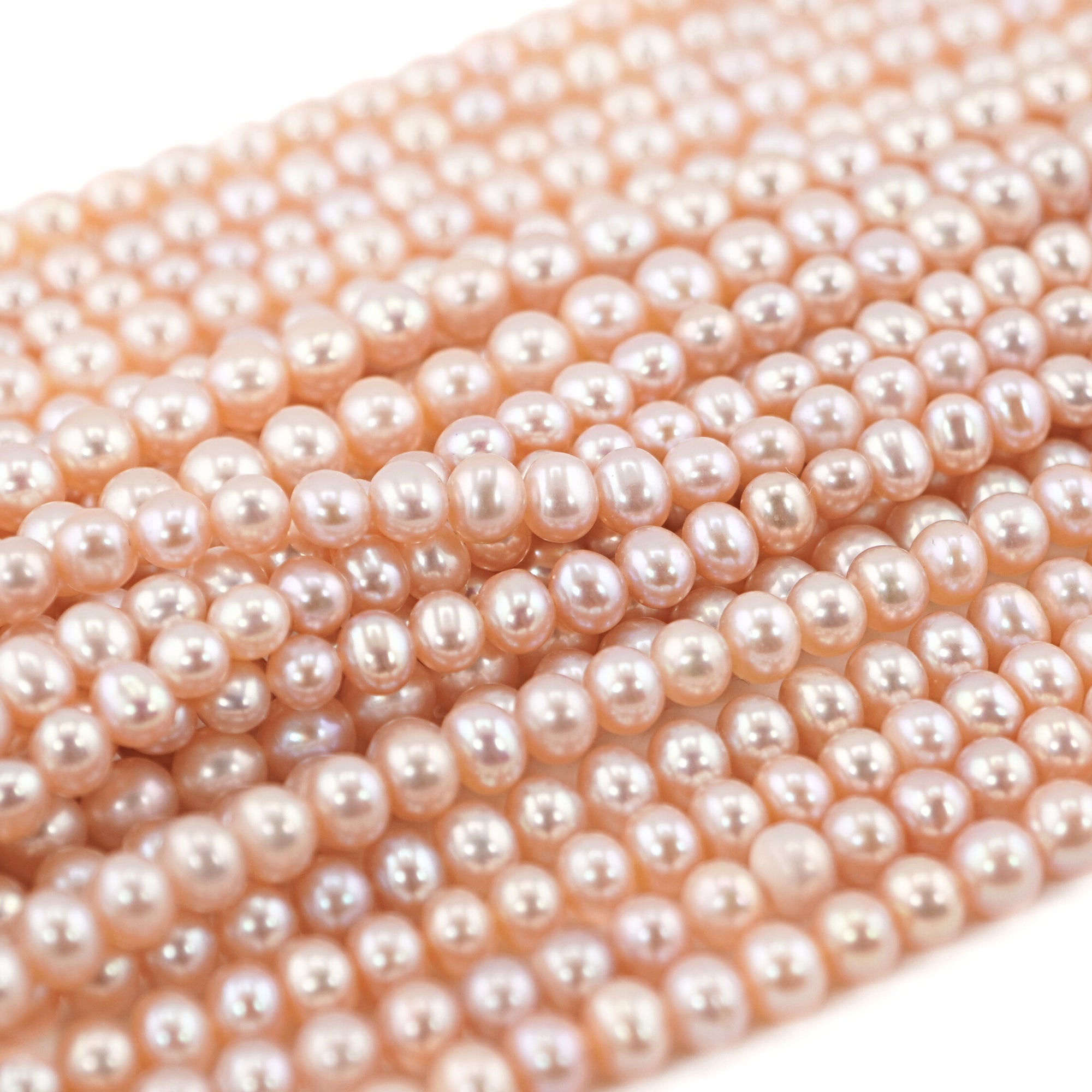 Peach Near Round Freshwater Pearls Beads