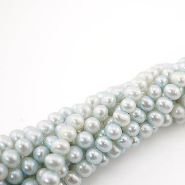 6 x 5 MM Sky Blue Potato Freshwater Pearls Beads