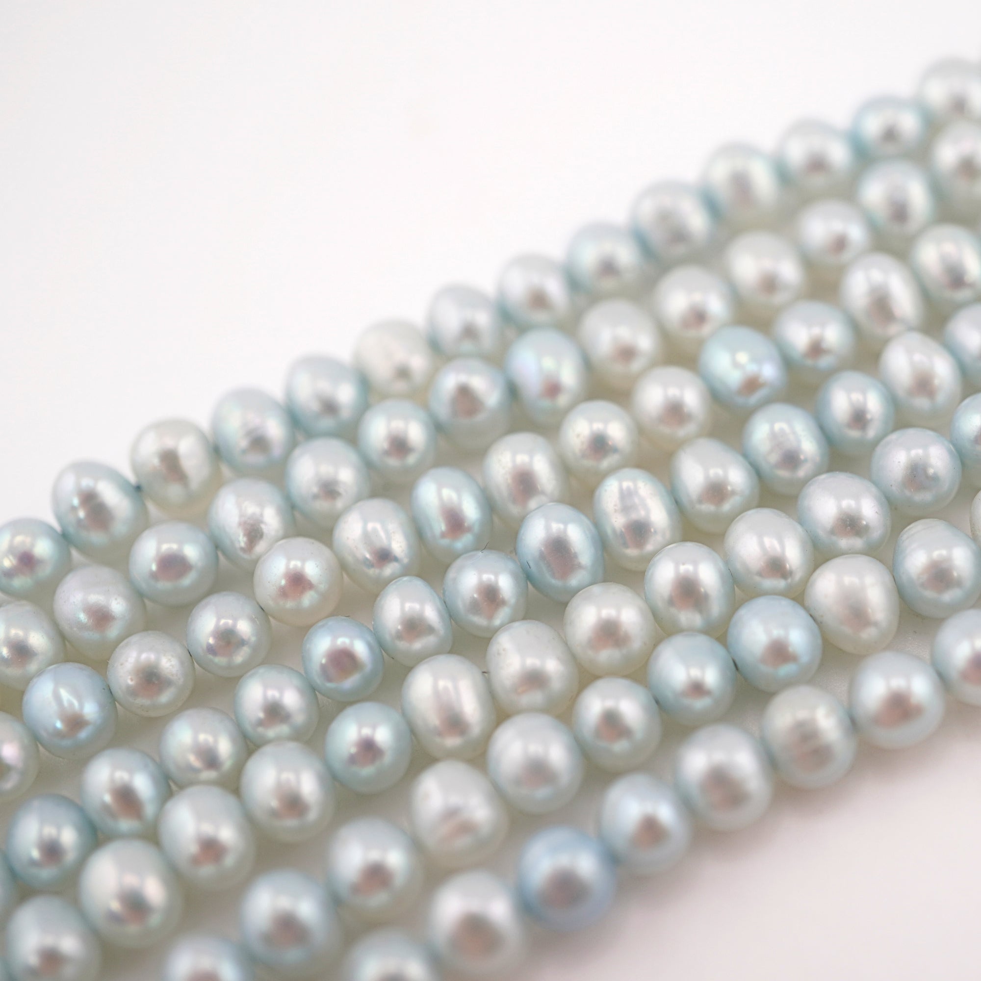 6 x 5 MM Sky Blue Potato Freshwater Pearls Beads