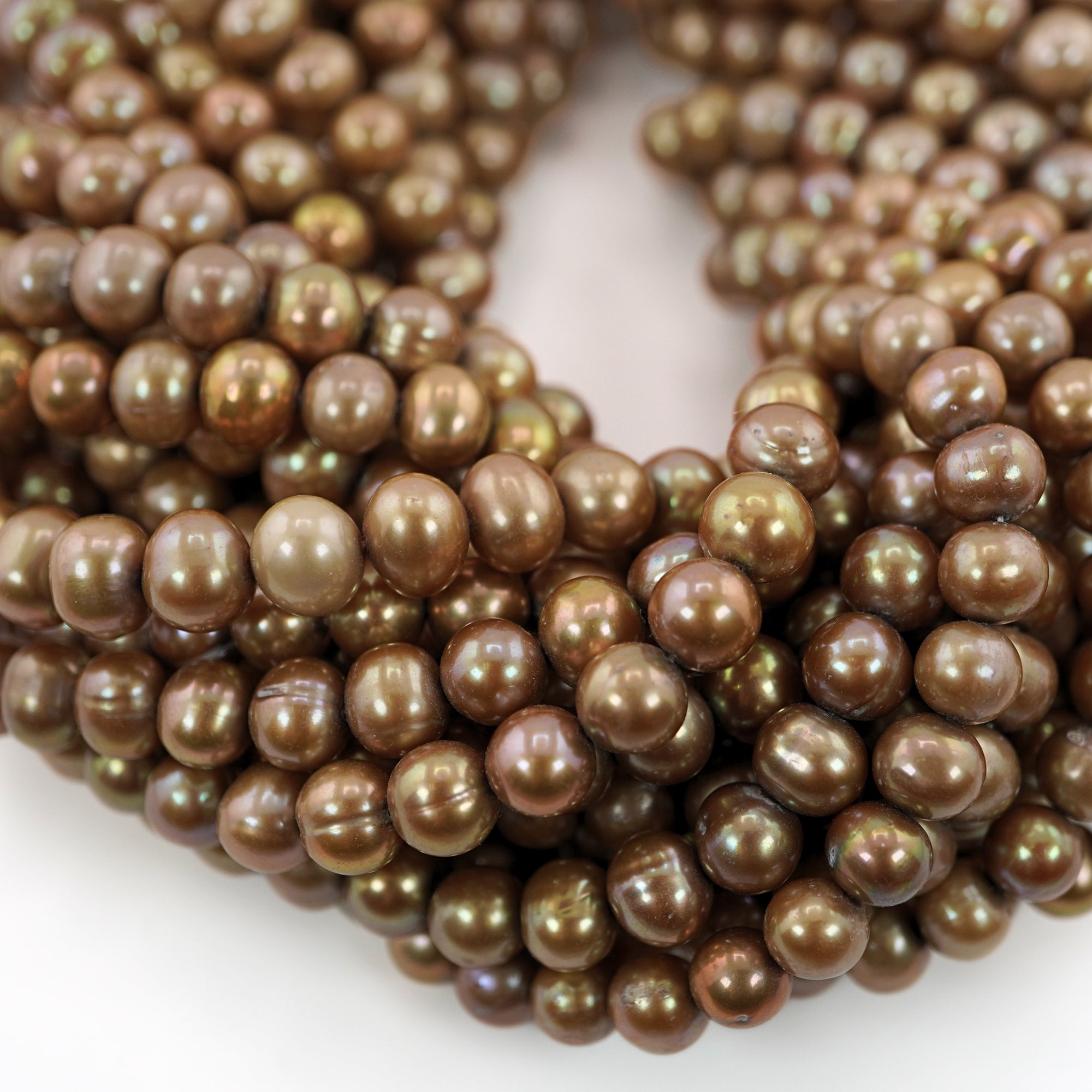 Golden Round Freshwater Pearls Beads