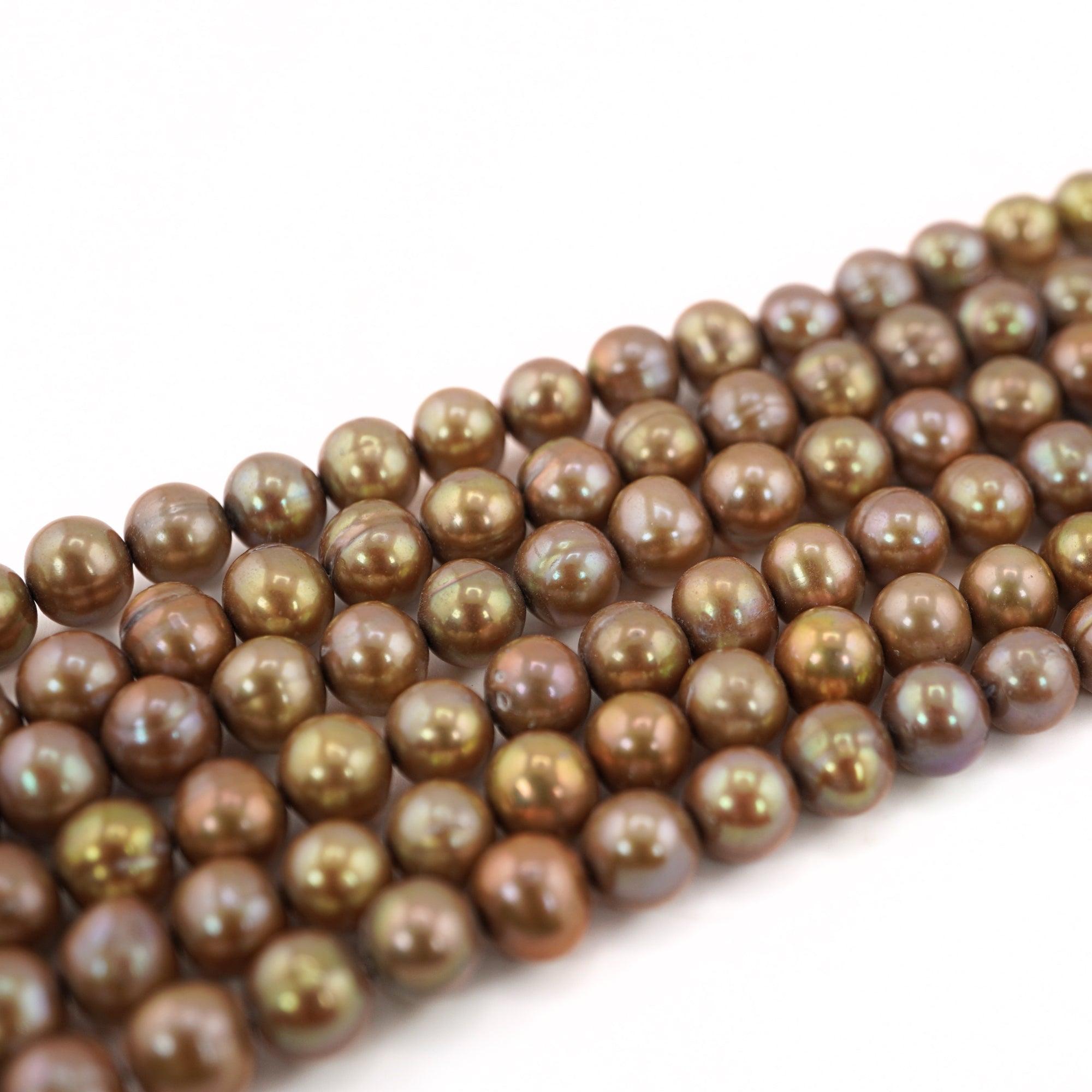 Golden Round Freshwater Pearls Beads