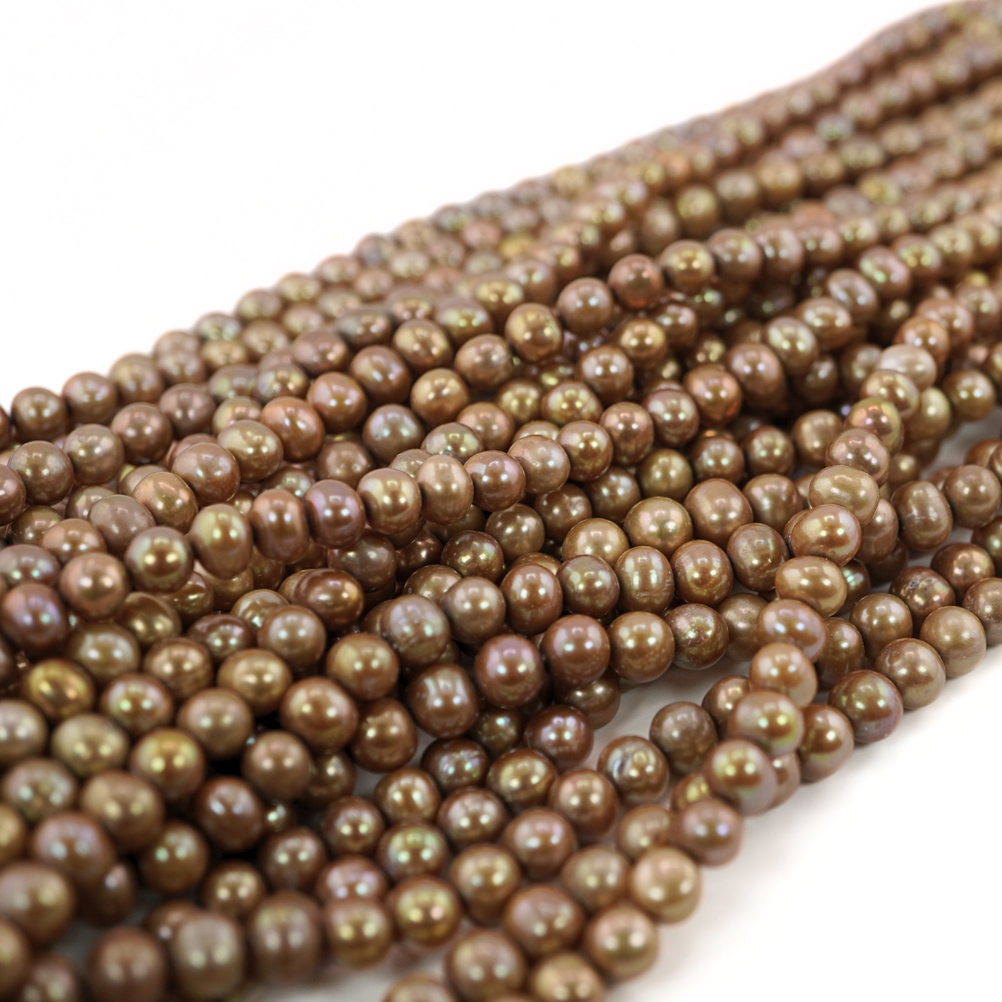 Golden Round Freshwater Pearls Beads