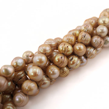 11 x 9 MM Golden Near Round Freshwater Pearls Beads