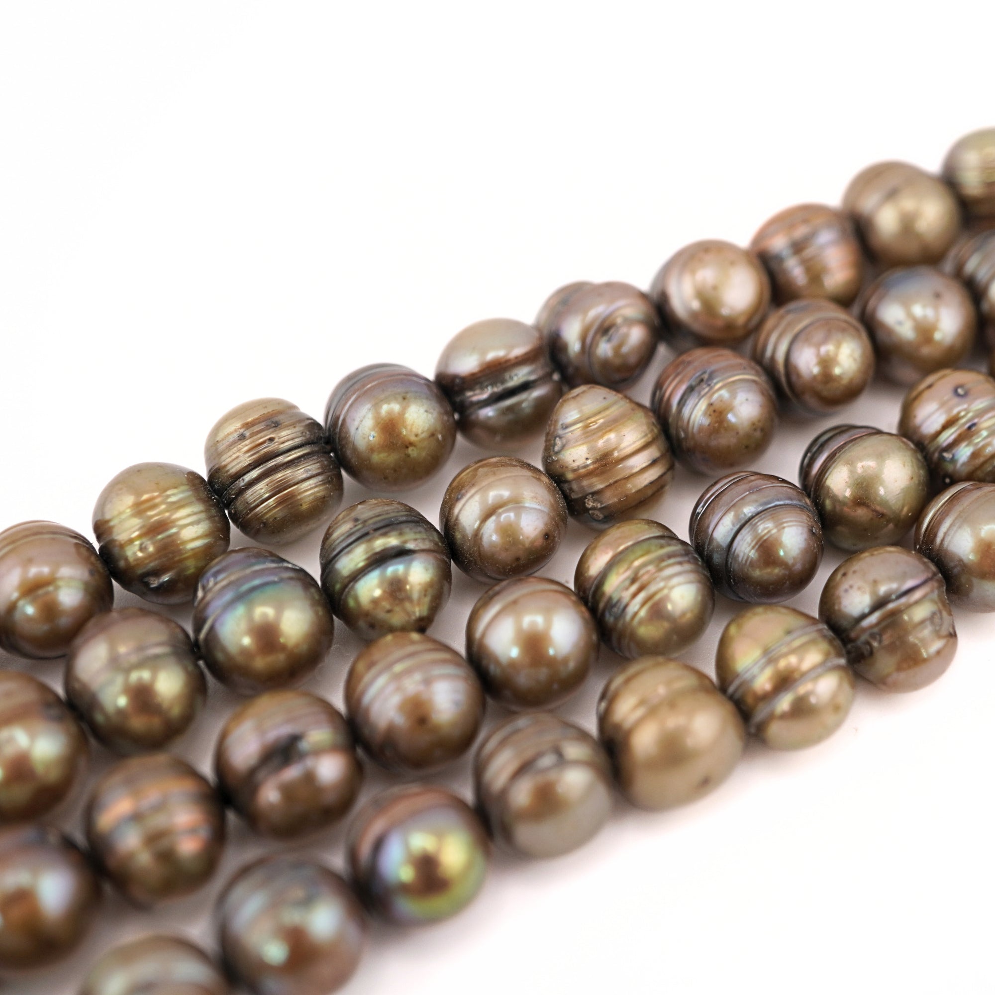 Golden Oval Freshwater Pearls Beads