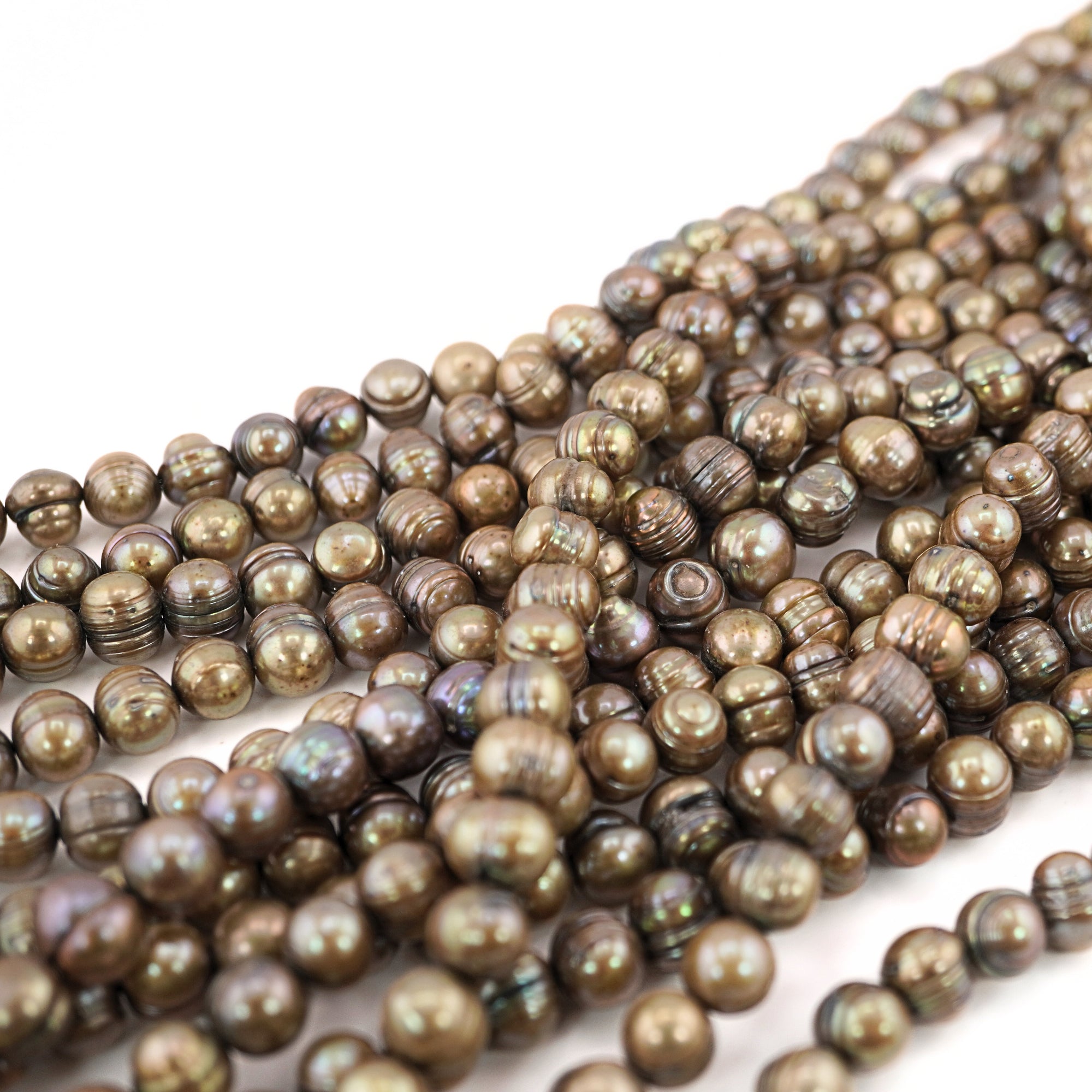 Golden Oval Freshwater Pearls Beads